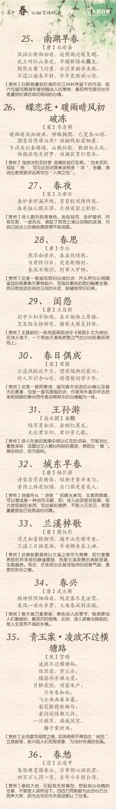 人民日?qǐng)?bào)：100首春天唯美經(jīng)典詩(shī)詞，為孩子收藏！